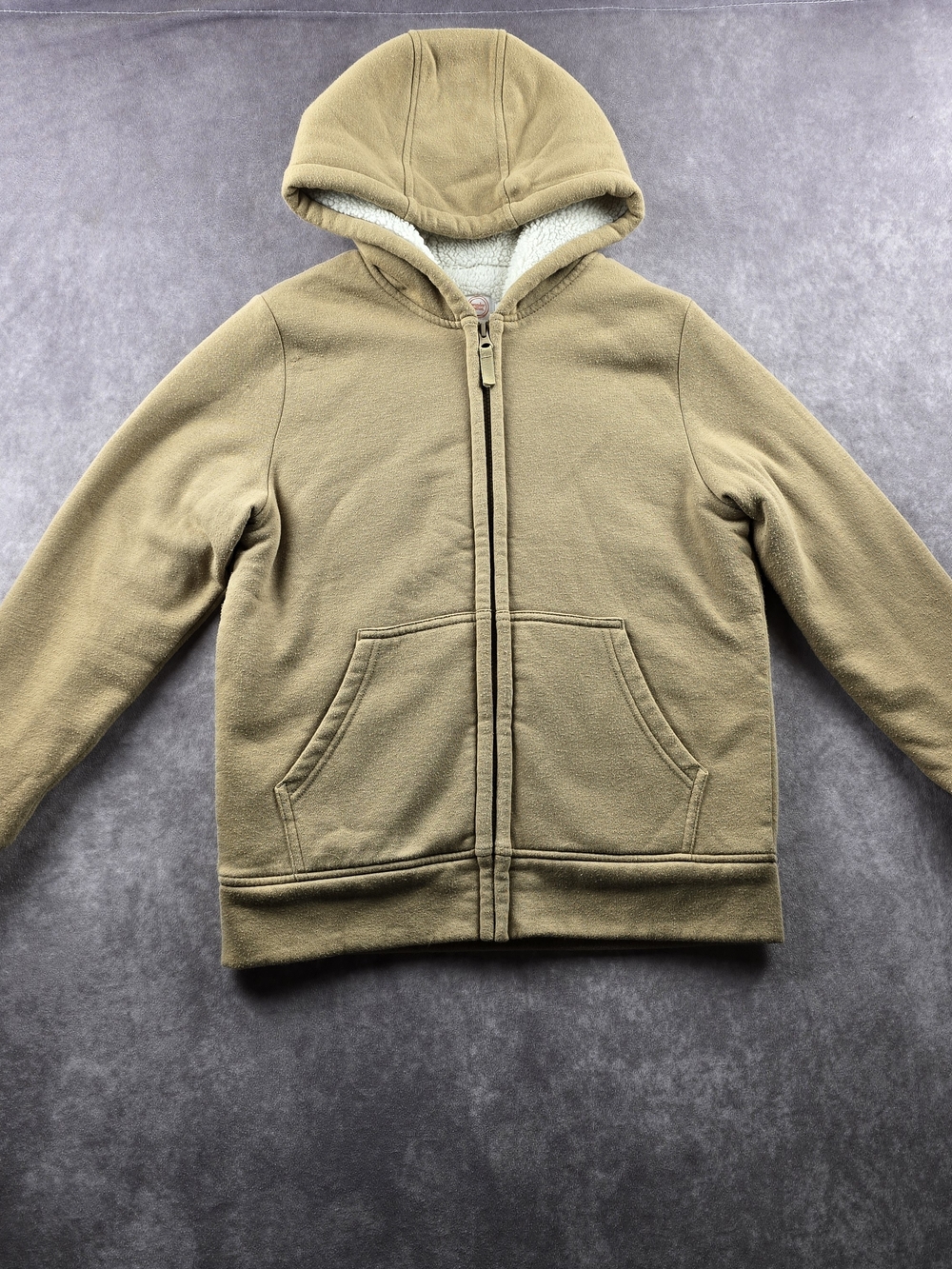 Wonder Nation Boys 10/12 Tan Fleece Lined Hooded Zip Jacket